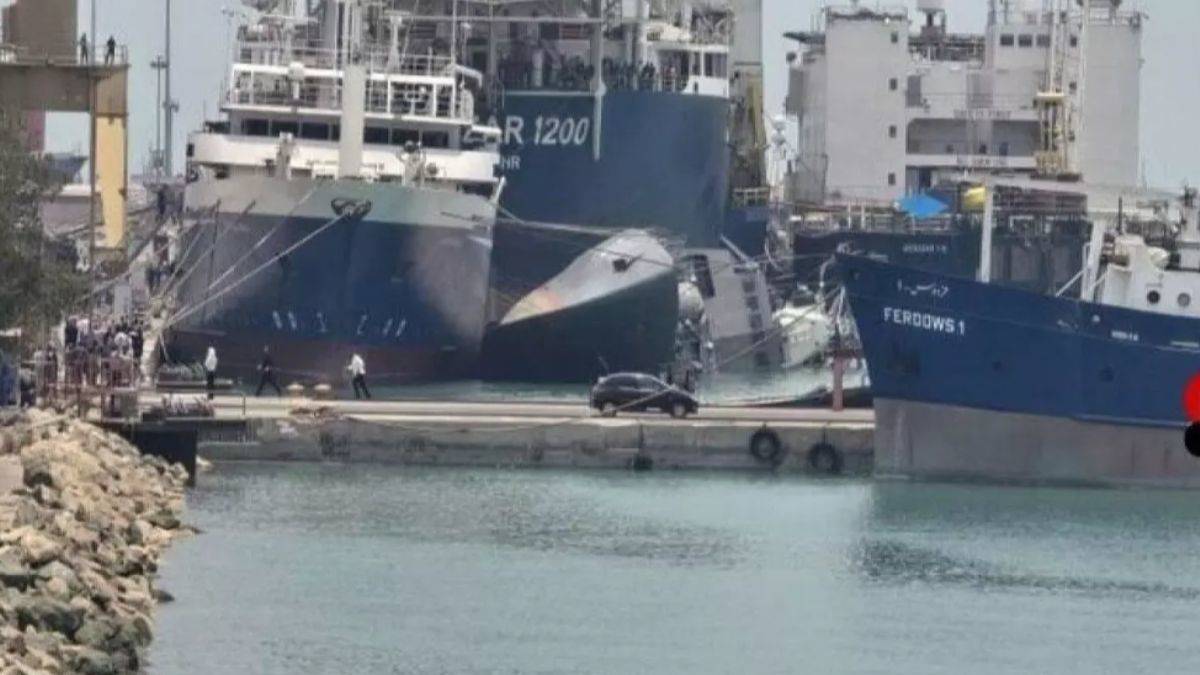 İran savaş gemisi yan yattı