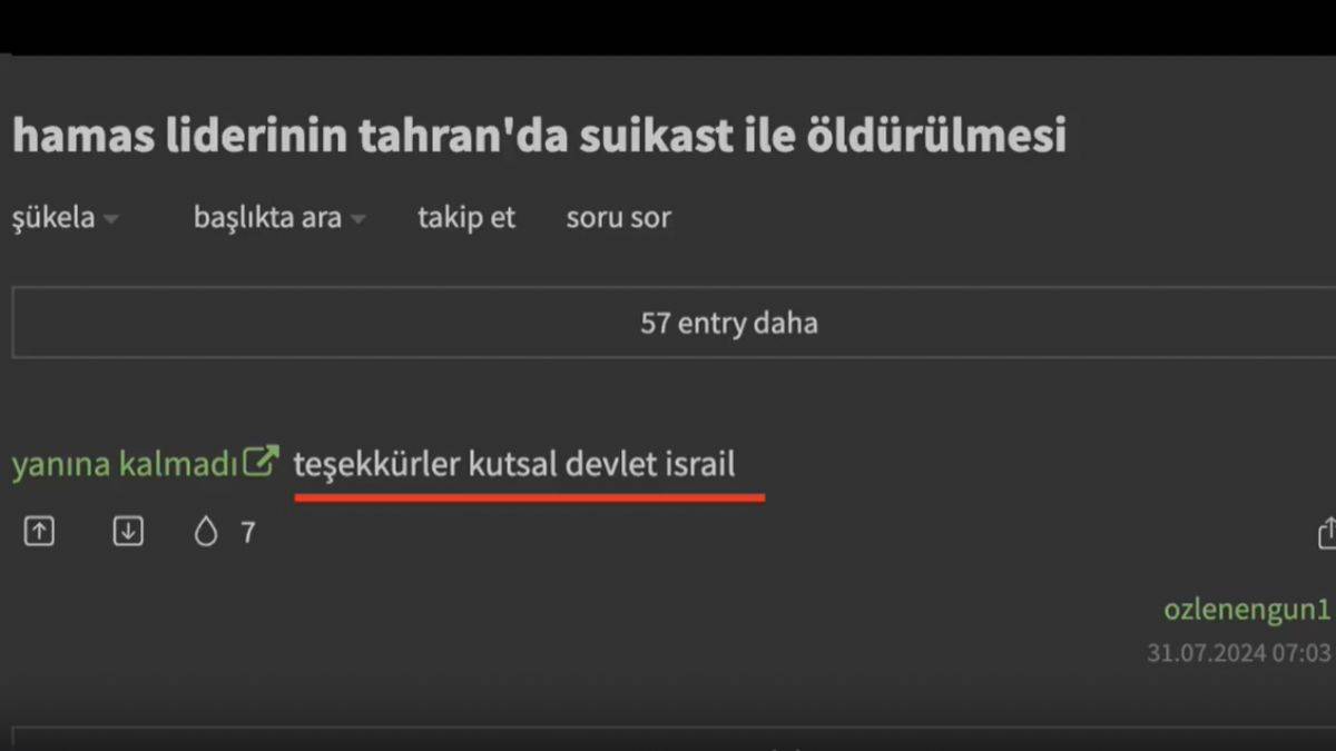 Ekşi Sözlük'te Hamas lideri için kan donduran sözler