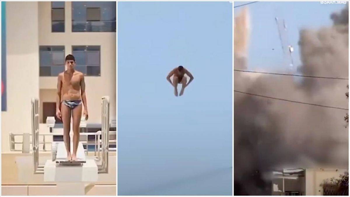 İsrailli yüzücü kuleden havuza 'bomba' olarak düştü