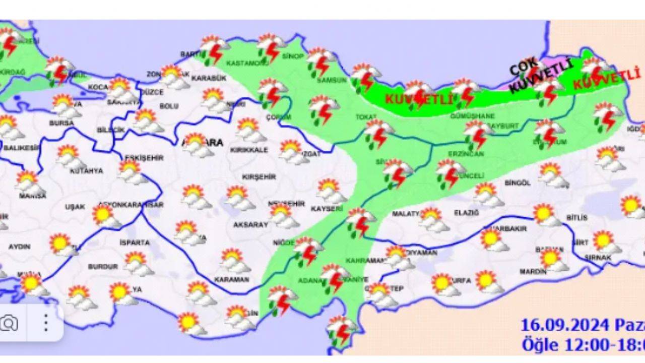 16 EYLÜL'de hava nasıl olacak?   Meteororlojiden uyarı.