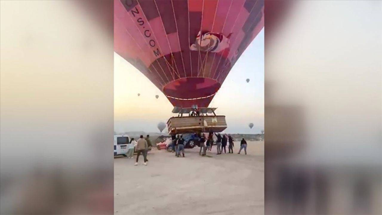 Kapadokya'da balon sepeti otomobille çarpıştı