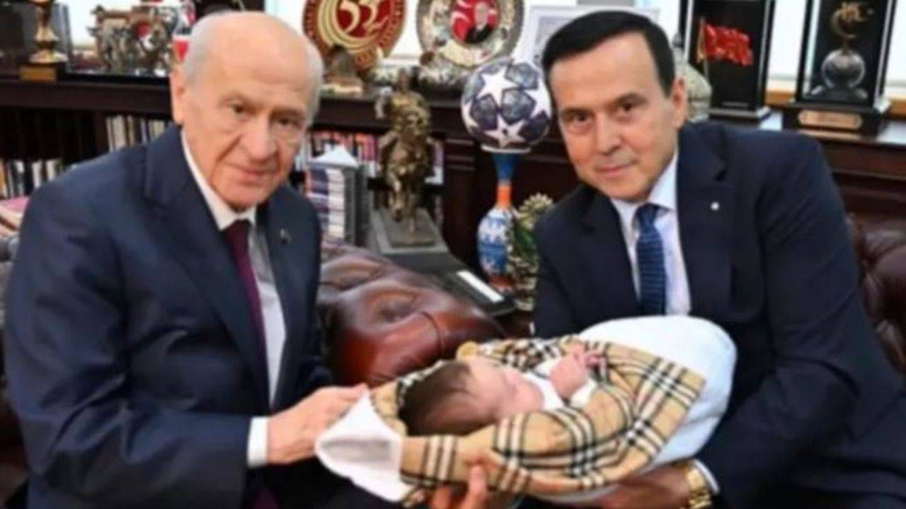 Yakup Kürşad Yılmaz yenidoğan bebeğiyle birlikte Devlet Bahçeli'yi ziyaret etti