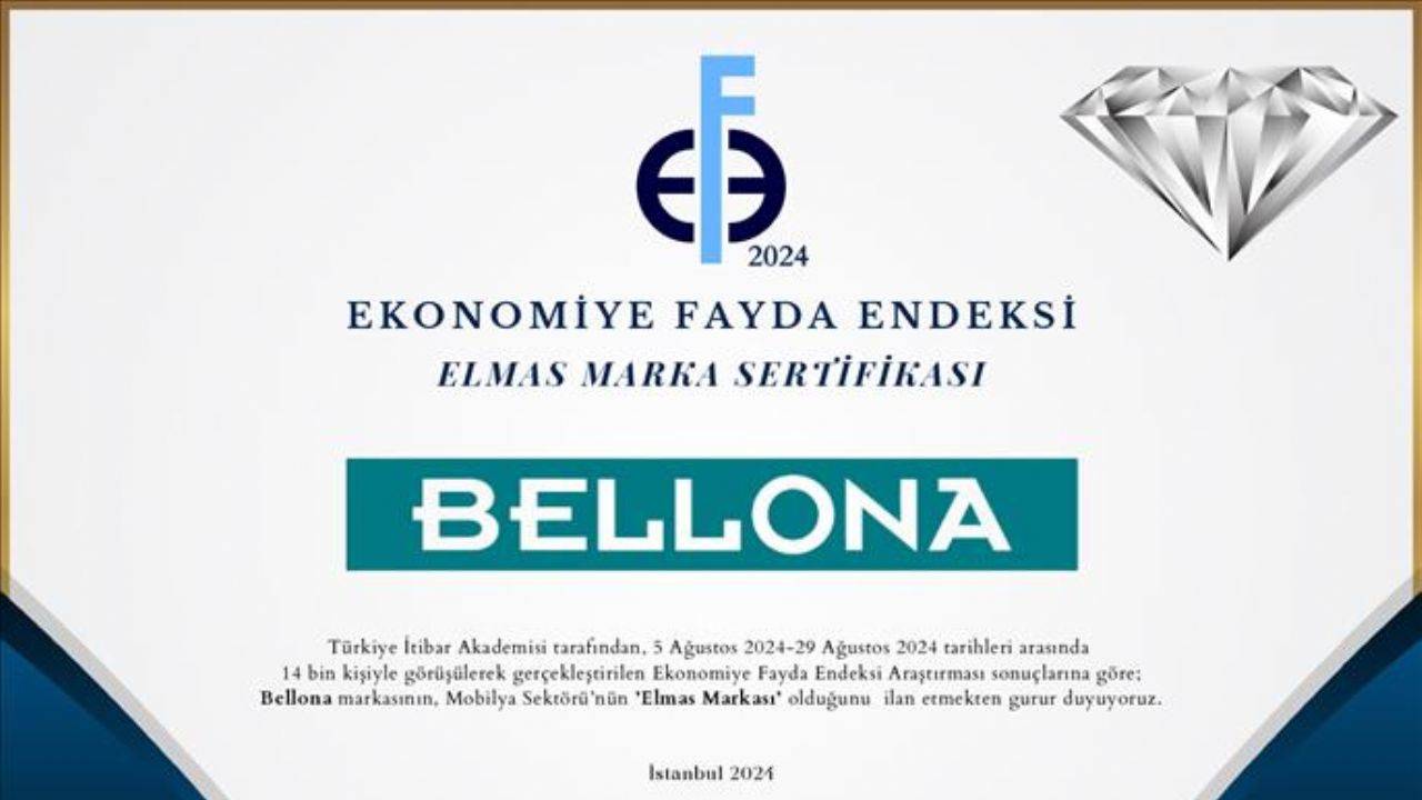 Bellona, Ekonomiye Fayda Endeksi Araştırması'nda 'Elmas Marka' oldu