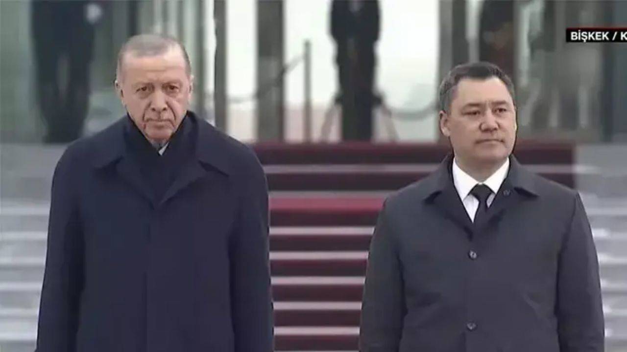 Cumhurbaşkanı Erdoğan Kırgızistan da resmi törenle karşılandı