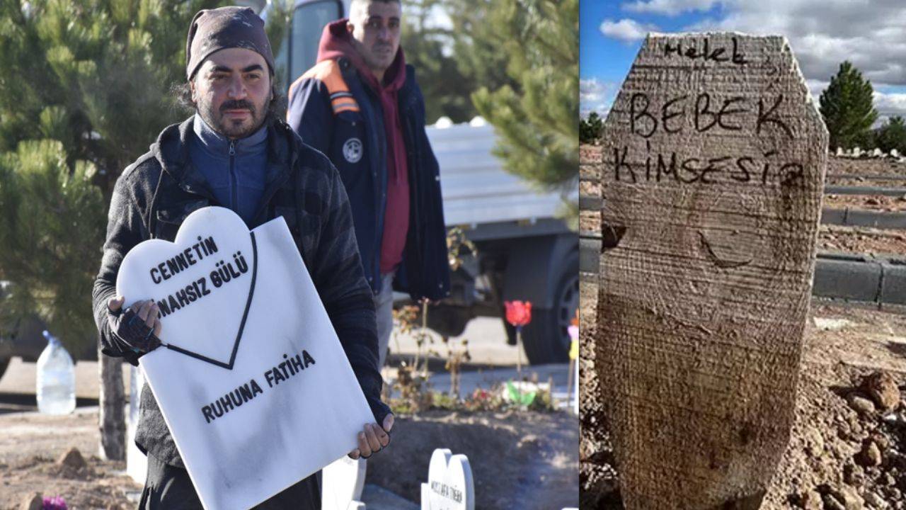 Parçalanmış halde bulunan bebeğin mezar taşı değiştirildi