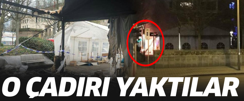 Brüksel'deki PKK çadırı yakıldı